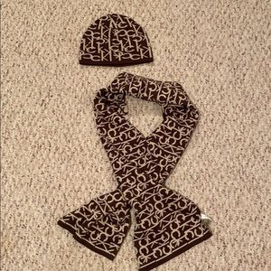 a matching set of calvin klein scarf and hat